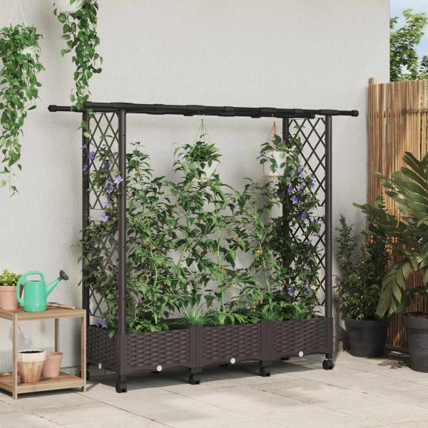 ARDEBO.de - Hochbeet mit Rankgitter und Dach Braun 164 x 40 x 127 cm PP