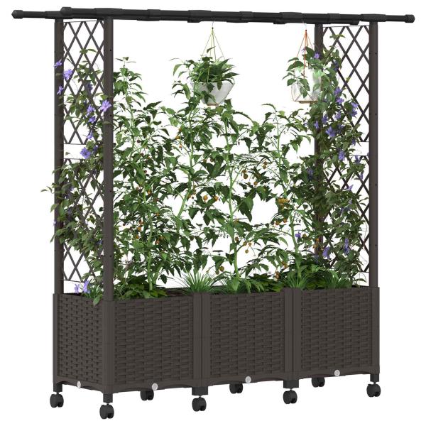 Hochbeet mit Rankgitter und Dach Braun 162,5 x 40 x 142 cm PP