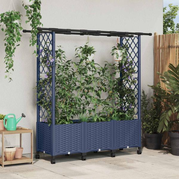 ARDEBO.de - Hochbeet mit Rankgitter und Dach Grau 162,5 x 40 x 142 cm PP