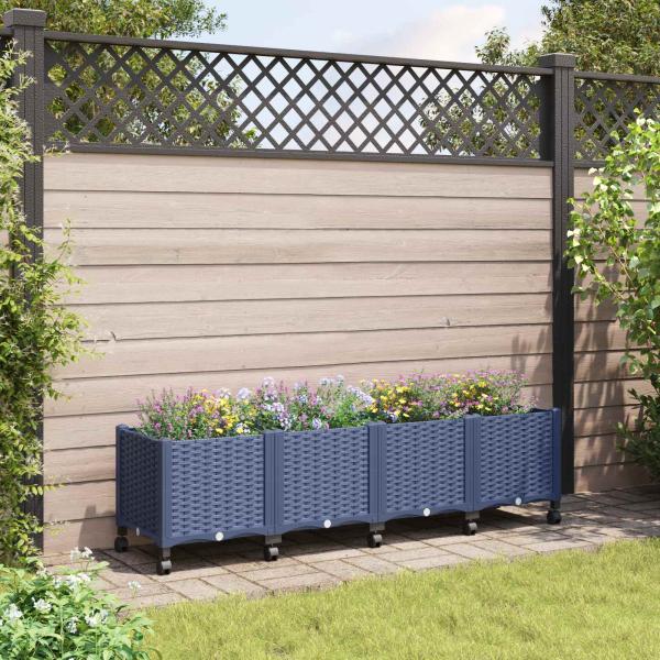 ARDEBO.de - Gartenpflanzer mit Rädern Blaugrau 160 x 40 x 48 cm PP