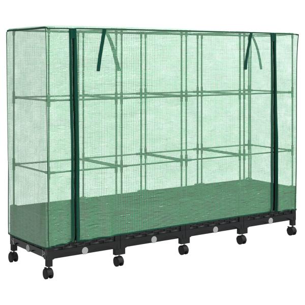 Gartenplanter mit Gewächshausabdeckung und Rädern 4 stk. PP