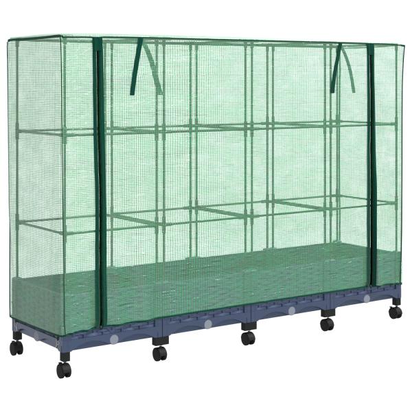 Gartenplanter mit Gewächshausabdeckung und Rädern 4 stk. PP