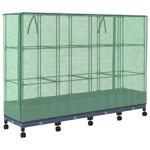 Gartenplanter mit Gewächshausabdeckung und Rädern 4 stk. PP