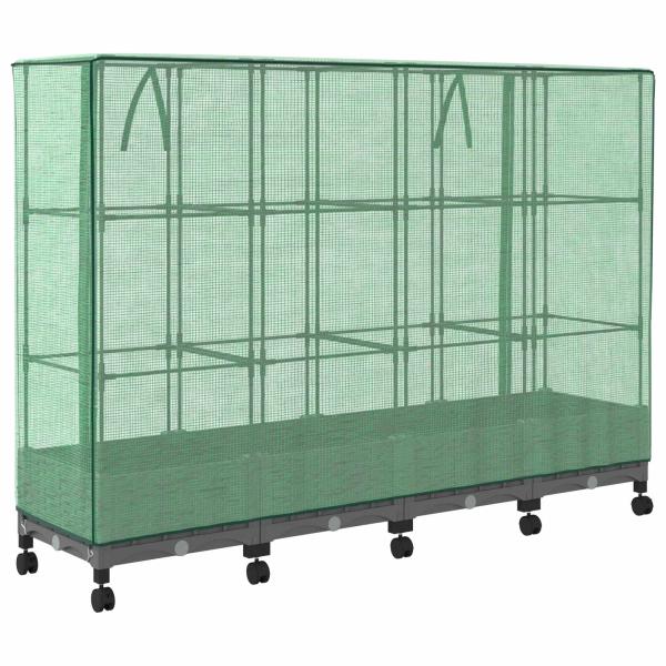 Gartenplanter mit Gewächshausabdeckung und Rädern 4 stk. PP