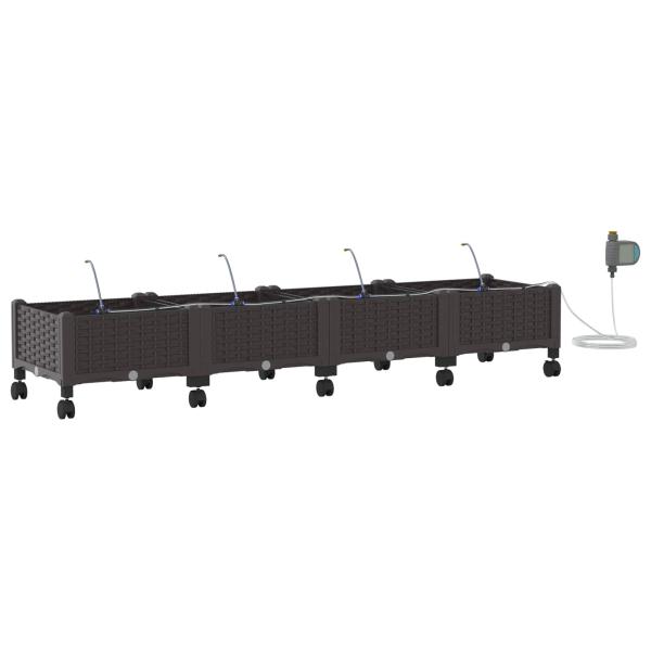 Garten Blumenkübel mit Bewässerung und Rädern 4 Stk. Braun PP
