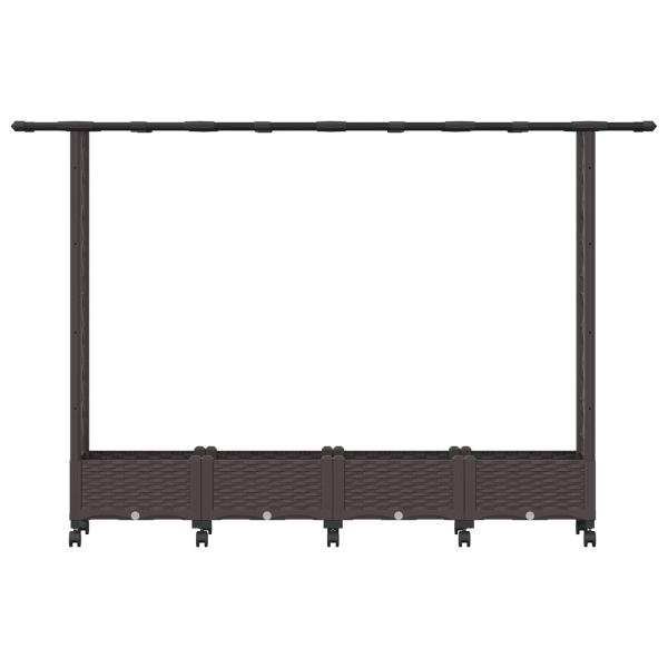 Hochbeet mit Rankgitter und Dach Braun 203 x 40 x 127 cm PP