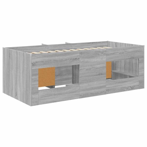 Loft Bettgestell mit Schrank 3 stk. Sonoma-Grau Holzwerkstoff