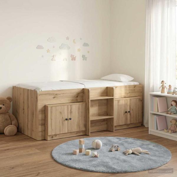 ARDEBO.de - Loft Bettgestell mit Schrank 3 stk. Artisan-Eiche Holzwerkstoff