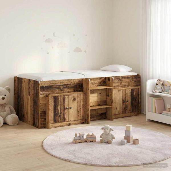 ARDEBO.de - Loft Bettgestell mit Schrank 3 stk. Altholz Holzwerkstoff