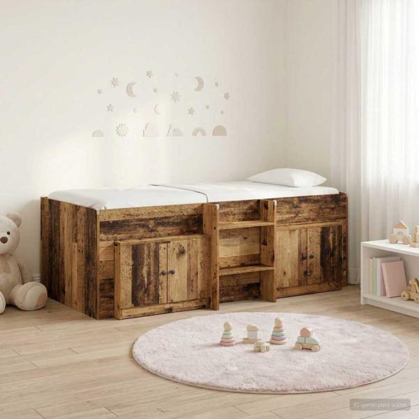 ARDEBO.de - Loft Bettgestell mit Schrank 3 stk. Altholz Holzwerkstoff