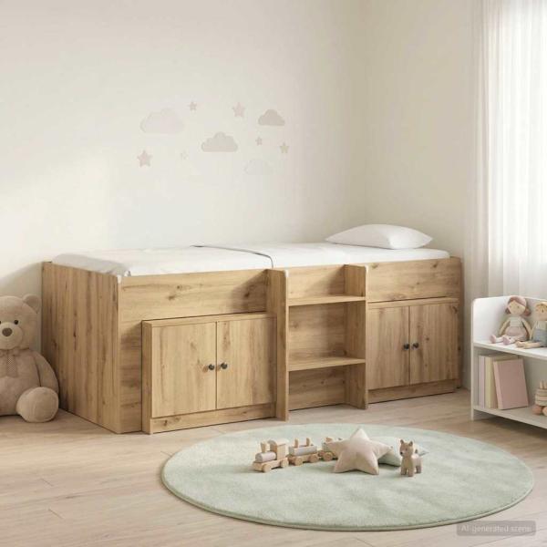 ARDEBO.de - Loft Bettgestell mit Schrank 3 stk. Artisan-Eiche Holzwerkstoff