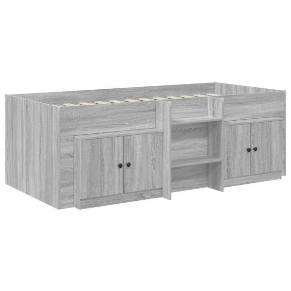 Loft Bettgestell mit Schrank 3 stk. Sonoma-Grau Holzwerkstoff