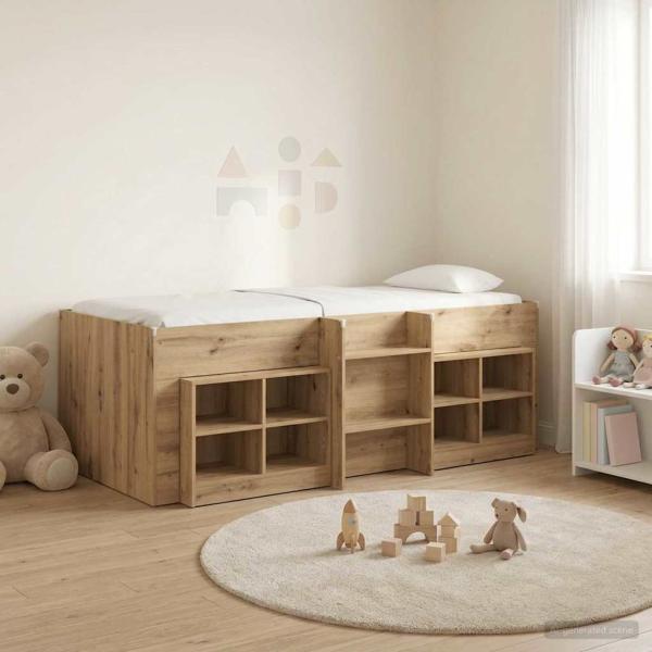 ARDEBO.de - Loft Bettgestell mit Schrank 3 stk. Artisan-Eiche Holzwerkstoff