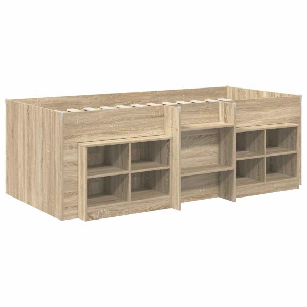 Loft Bettgestell mit Schrank 3 stk. Sonoma-Eiche Holzwerkstoff