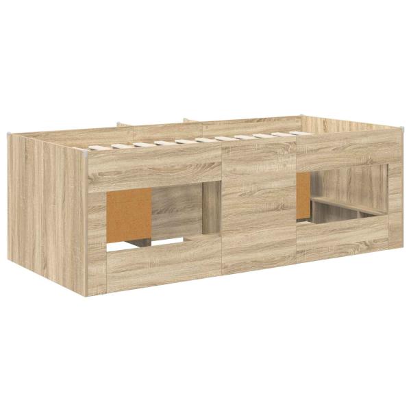 Loft Bettgestell mit Schrank 3 stk. Sonoma-Eiche Holzwerkstoff