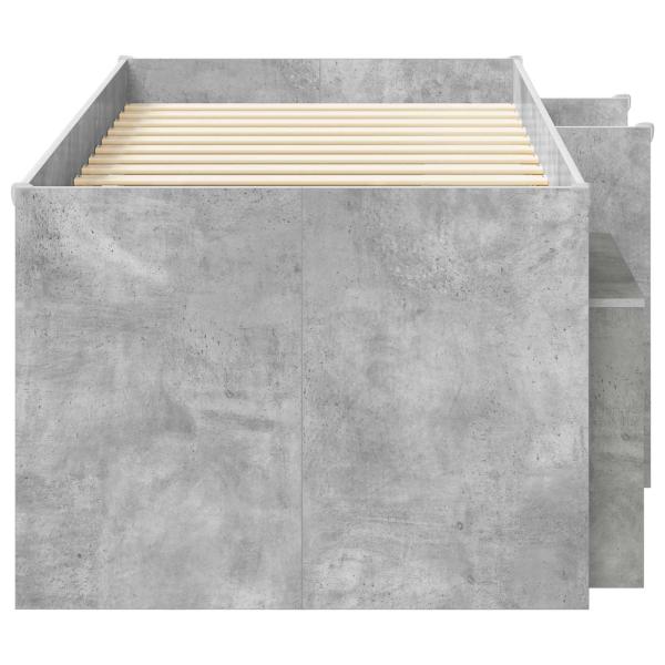 Loft Bettgestell mit Schrank 3 stk. Betongrau Holzwerkstoff