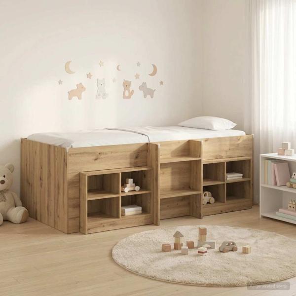 ARDEBO.de - Loft Bettgestell mit Schrank 3 stk. Artisan-Eiche Holzwerkstoff