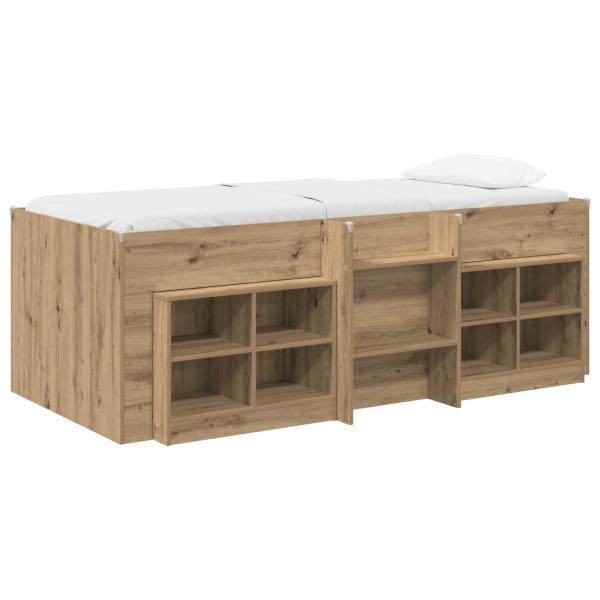 Loft Bettgestell mit Schrank 3 stk. Artisan-Eiche Holzwerkstoff