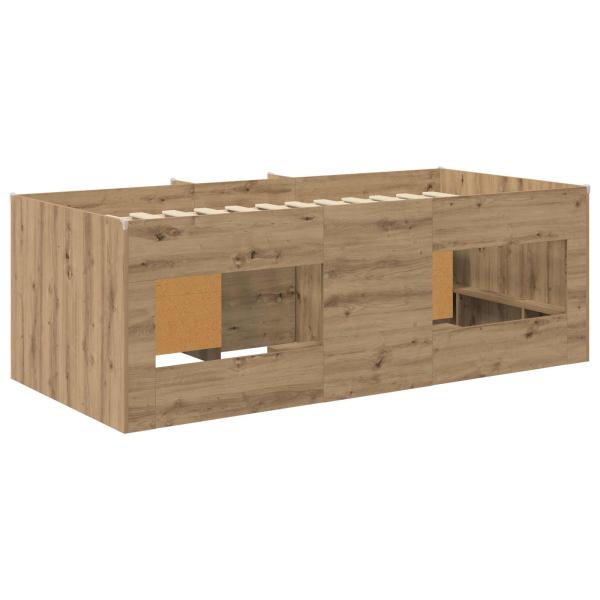 Loft Bettgestell mit Schrank 3 stk. Artisan-Eiche Holzwerkstoff
