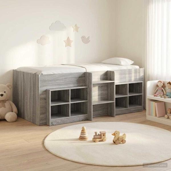 ARDEBO.de - Loft Bettgestell mit Schrank 3 stk. Grau Sonoma Holzwerkstoff