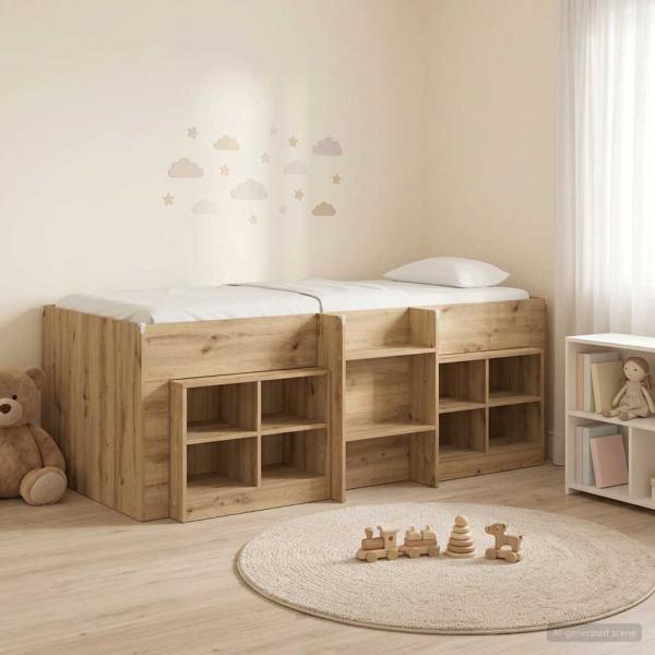 ARDEBO.de - Loft Bettgestell mit Schrank 3 stk. Artisan-Eiche Holzwerkstoff