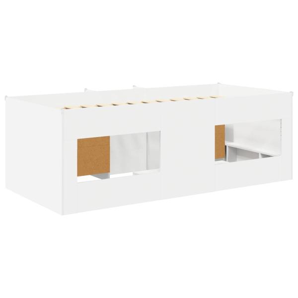 Loft Bettgestell mit Schrank 3 Stk. Weiß Holzwerkstoff