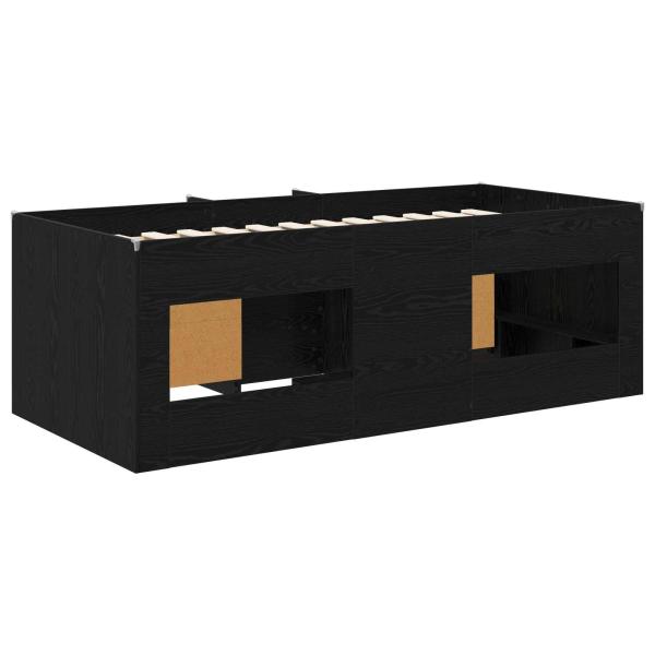 Loft Bettgestell mit Schrank mit Regal 3 stk. Schwarze Eiche