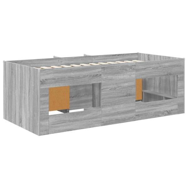 Loft Bettgestell mit Schrank 3 stk. Grau Sonoma Holzwerkstoff