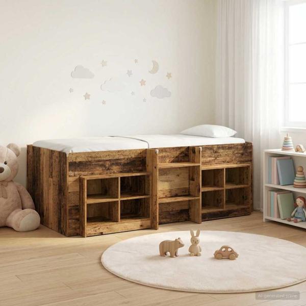 ARDEBO.de - Loft Bettgestell mit Schrank 3 stk. Altholz Holzwerkstoff