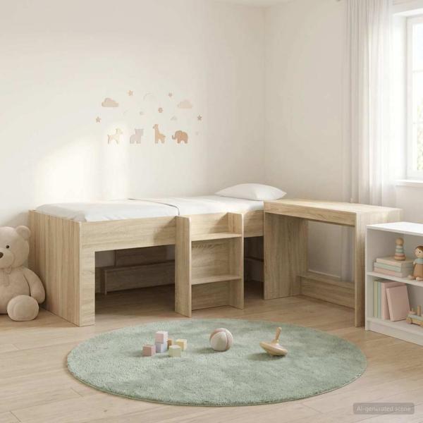 ARDEBO.de - Hochbett mit Schreibtisch für Kinder 2 stk. Sonoma-Eiche