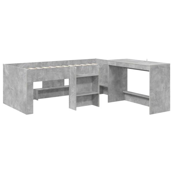 Hochbett mit Schreibtisch für Kinder 2 stk. Betongrau