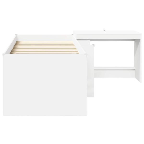 Bettgestell mit Schreibtisch 2 Stk. Weiß Holzwerkstoff