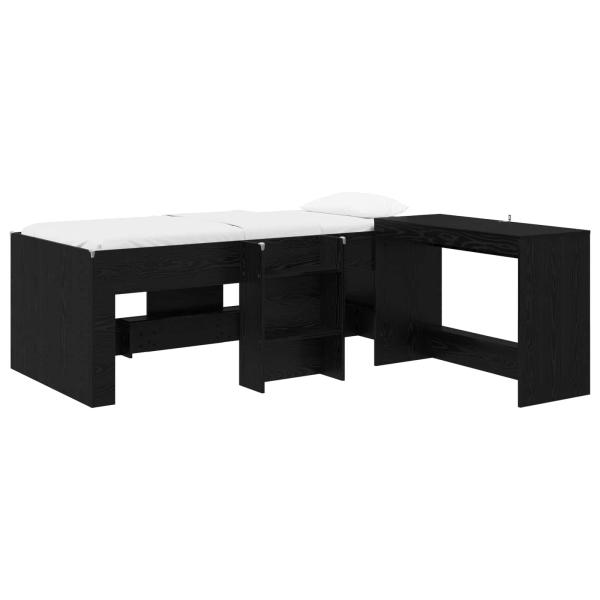 Hochbett mit Schreibtisch für Kinder 2 Stk. Schwarze Eiche