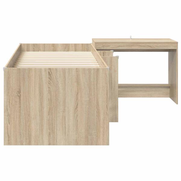 Hochbett mit Schreibtisch für Kinder 2 Stk. Sonoma-Eiche