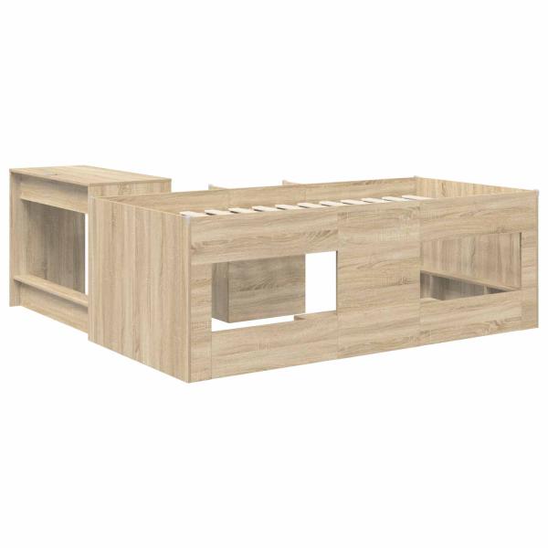 Hochbett mit Schreibtisch für Kinder 2 Stk. Sonoma-Eiche