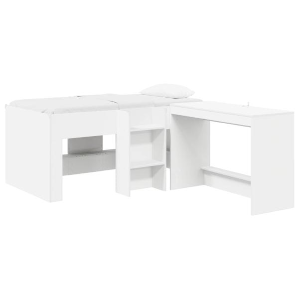 Hochbett mit Schreibtisch für Kinder 2 Stk. Weiß Holzwerkstoff