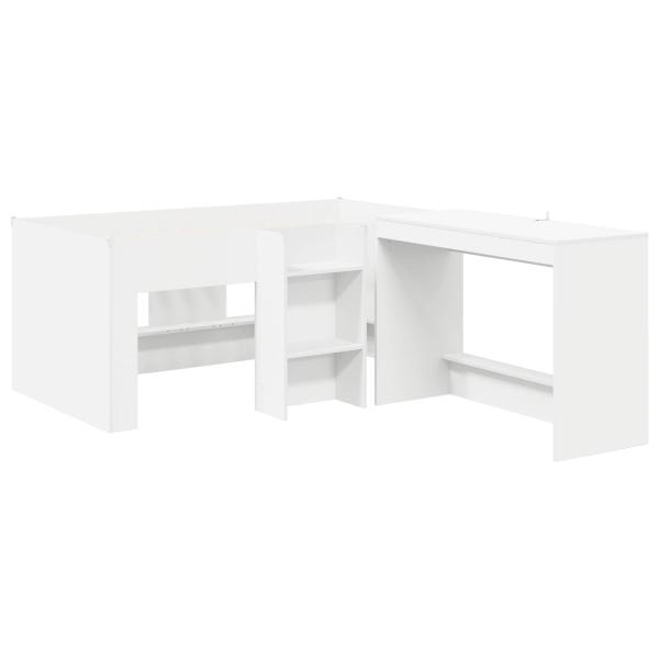 Hochbett mit Schreibtisch für Kinder 2 Stk. Weiß Holzwerkstoff