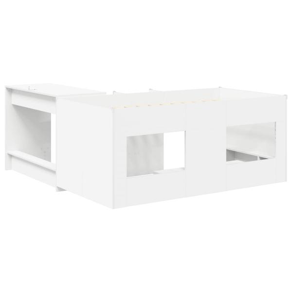 Hochbett mit Schreibtisch für Kinder 2 Stk. Weiß Holzwerkstoff
