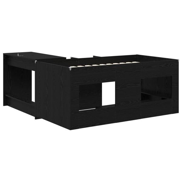 Hochbett mit Schreibtisch für Kinder 2 Stk. Schwarze Eiche