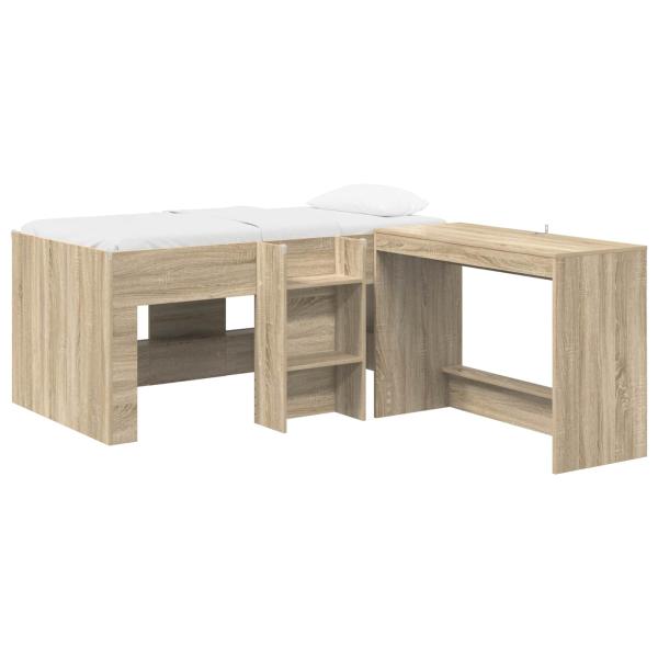 Hochbett mit Schreibtisch für Kinder 2 Stk. Sonoma-Eiche