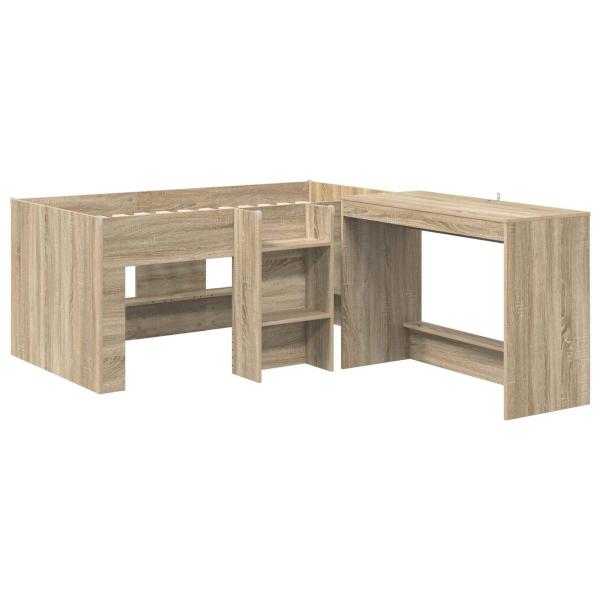 Hochbett mit Schreibtisch für Kinder 2 Stk. Sonoma-Eiche