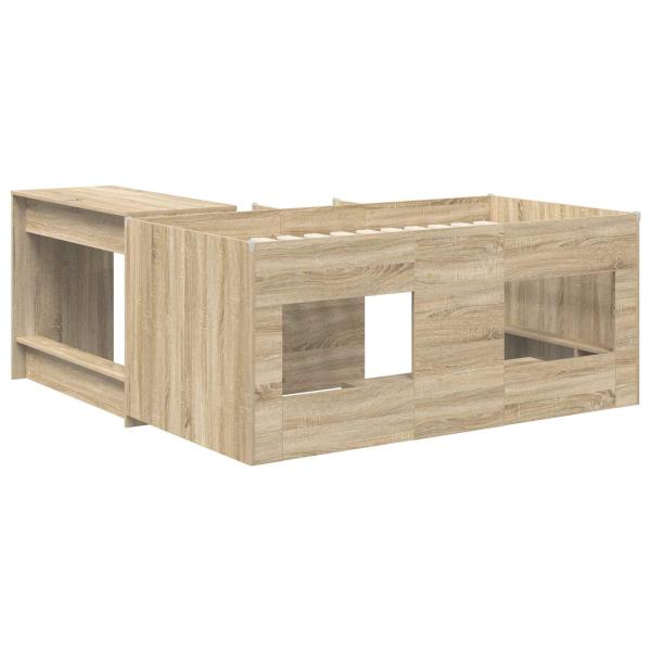 Hochbett mit Schreibtisch für Kinder 2 Stk. Sonoma-Eiche