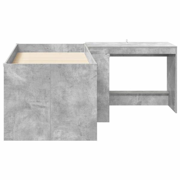 Hochbett mit Schreibtisch für Kinder 2 Stk. Betongrau