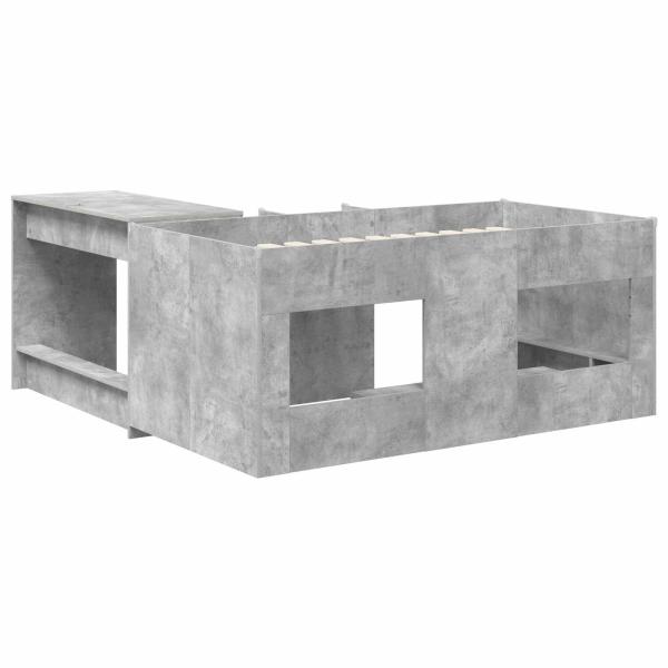 Hochbett mit Schreibtisch für Kinder 2 Stk. Betongrau