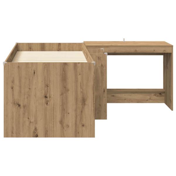 Hochbett mit Schreibtisch für Kinder 2 Stk. Artisan-Eiche