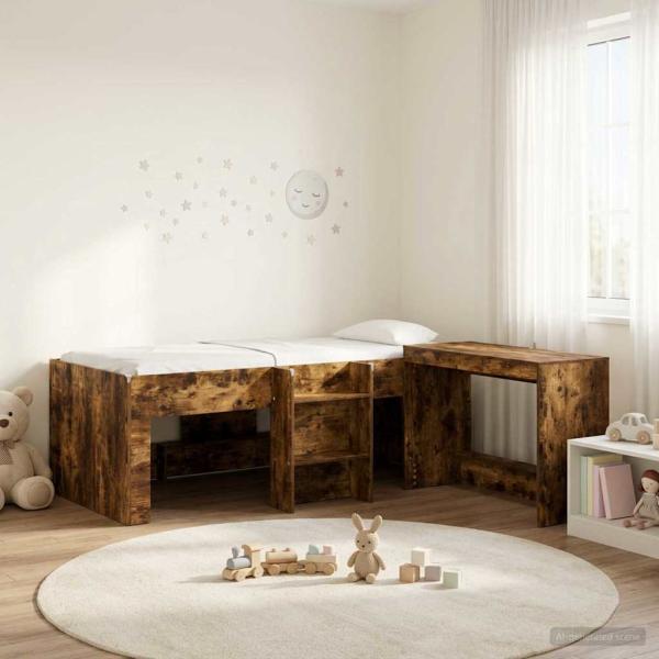 ARDEBO.de - Hochbett mit Schreibtisch für Kinder 2 stk. Räuchereiche