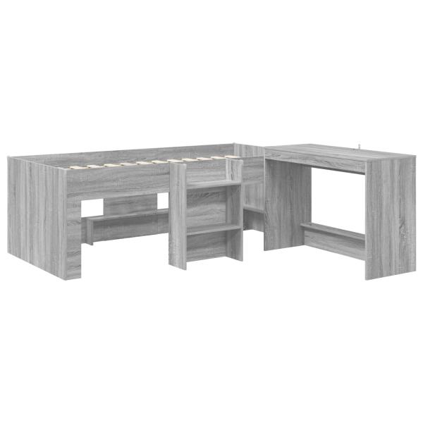 Hochbett mit Schreibtisch für Kinder 2 stk. Sonoma-Grau