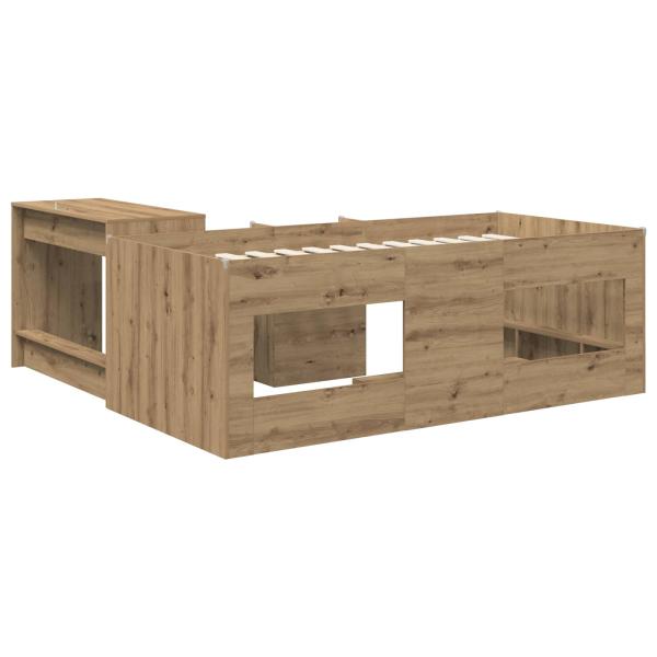 Hochbett mit Schreibtisch für Kinder 2 stk. Artisan-Eiche