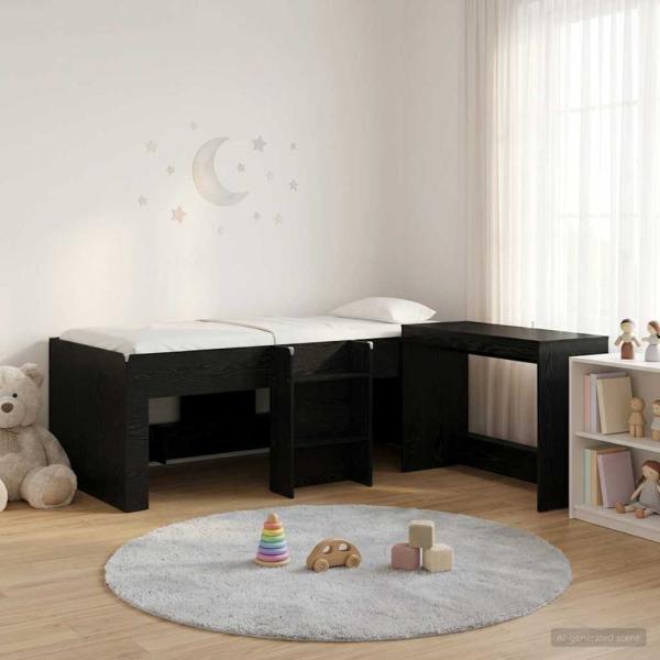 ARDEBO.de - Hochbett mit Schreibtisch für Kinder 2 Stk. Schwarze Eiche