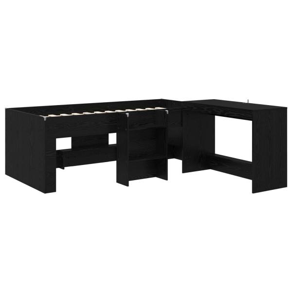 Hochbett mit Schreibtisch für Kinder 2 Stk. Schwarze Eiche